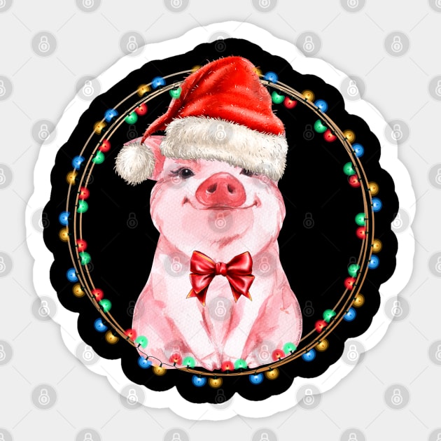 Sweet Pig with Santa Hat Pig Lover Christmas Gift Sticker by Dibble Dabble Designs